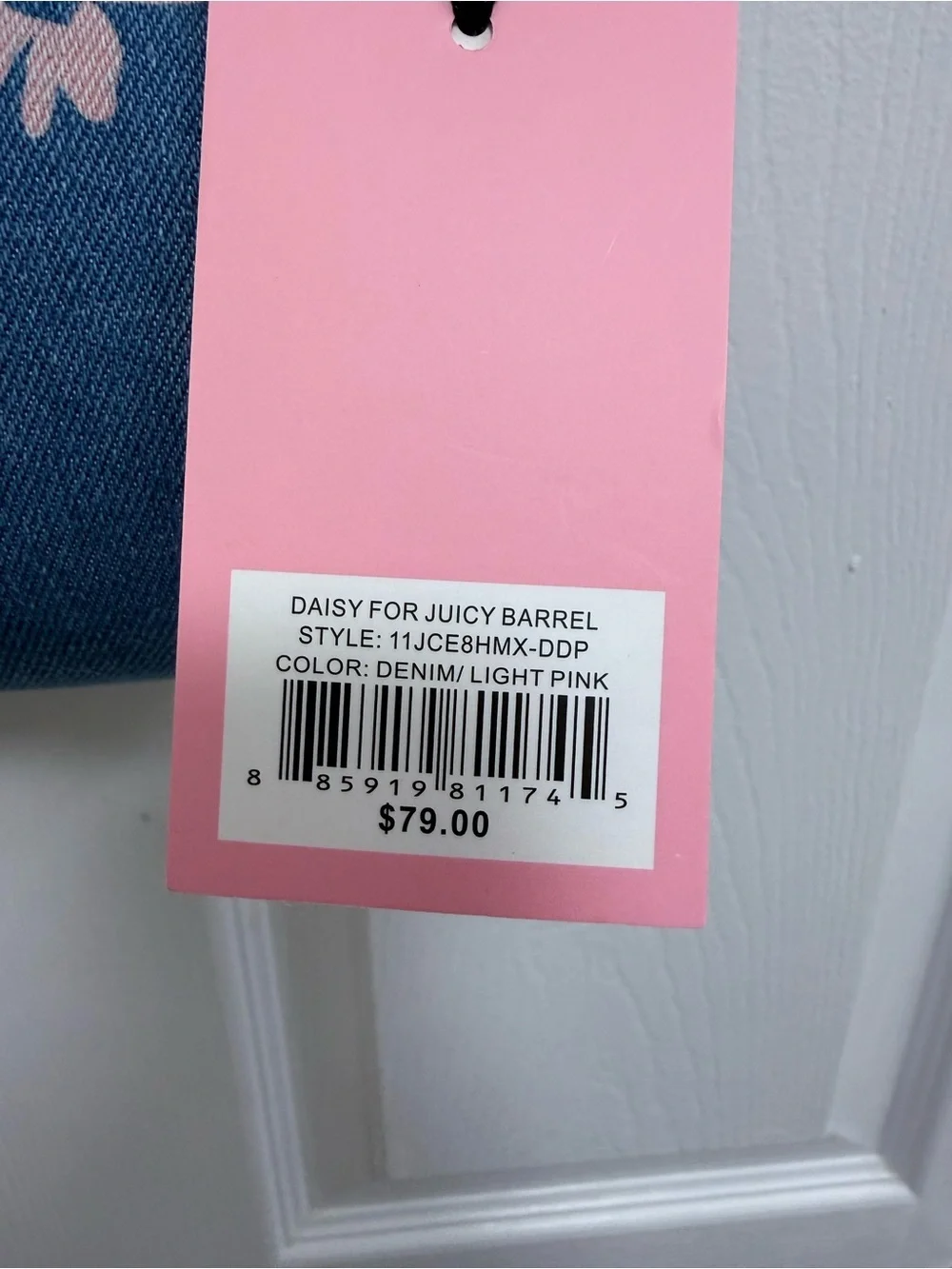 NWT Juicy Couture Daisy For Juicy Barrel in Denim/Light Pink